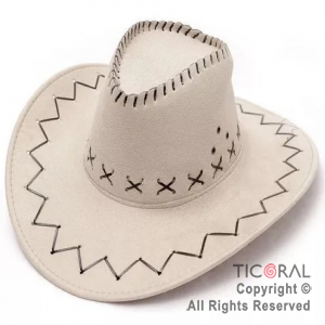 SOMBRERO COWBOY PREMIUM BLANCO DE TELA x 1